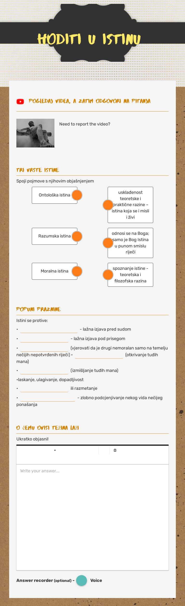 Hoditi u istinu worksheet preview image