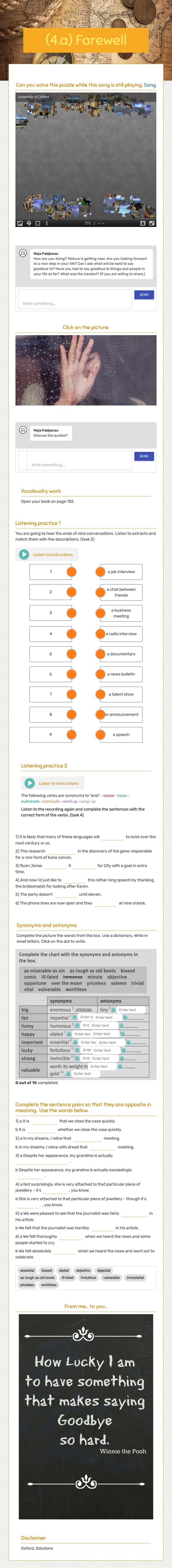 (4.a) Farewell Grade 12 worksheet preview
