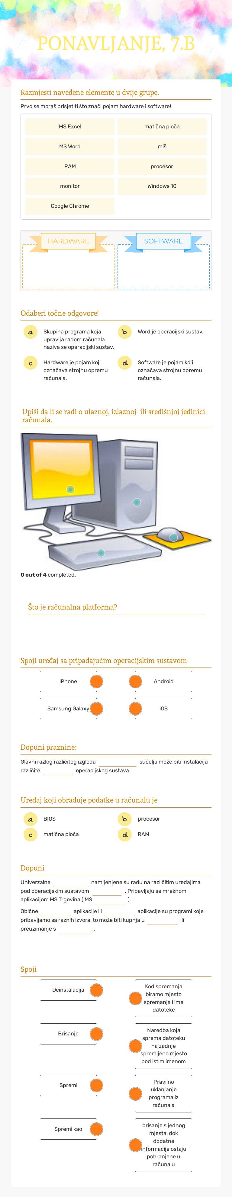 PONAVLJANJE, 7.B worksheet preview image