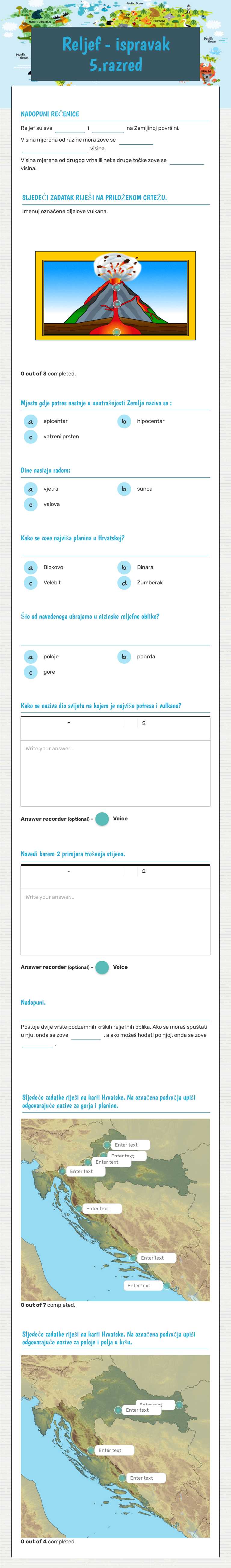 Reljef - ispravak 5.razred worksheet preview image
