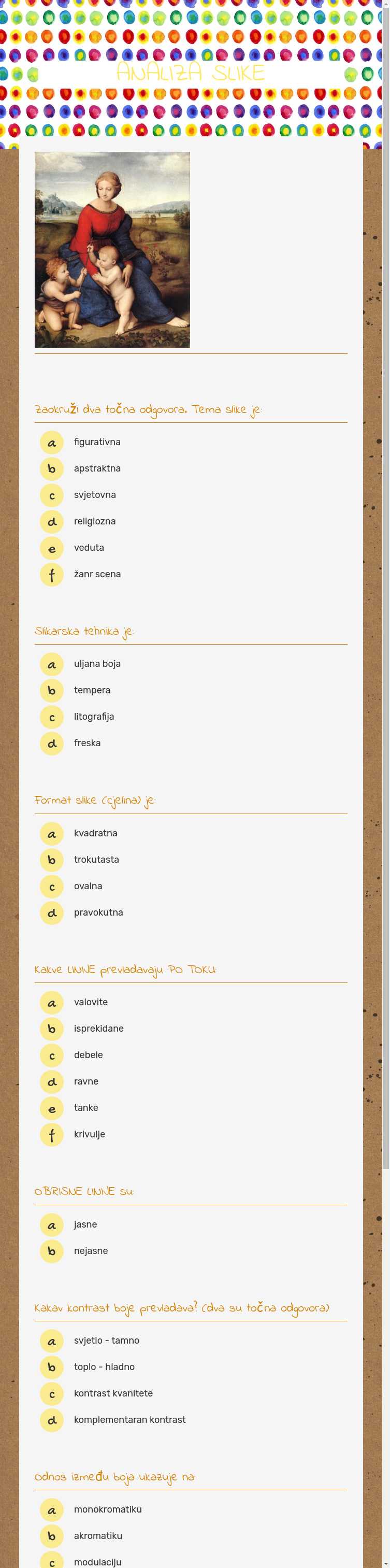 ANALIZA SLIKE worksheet preview image