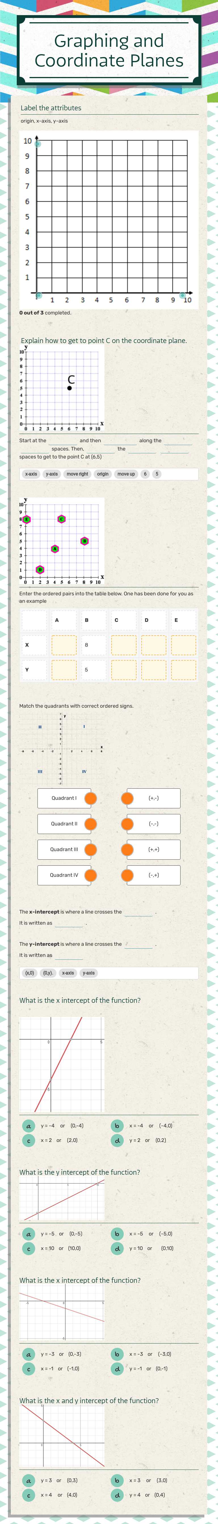 Graphing and Coordinate Planes worksheet preview image