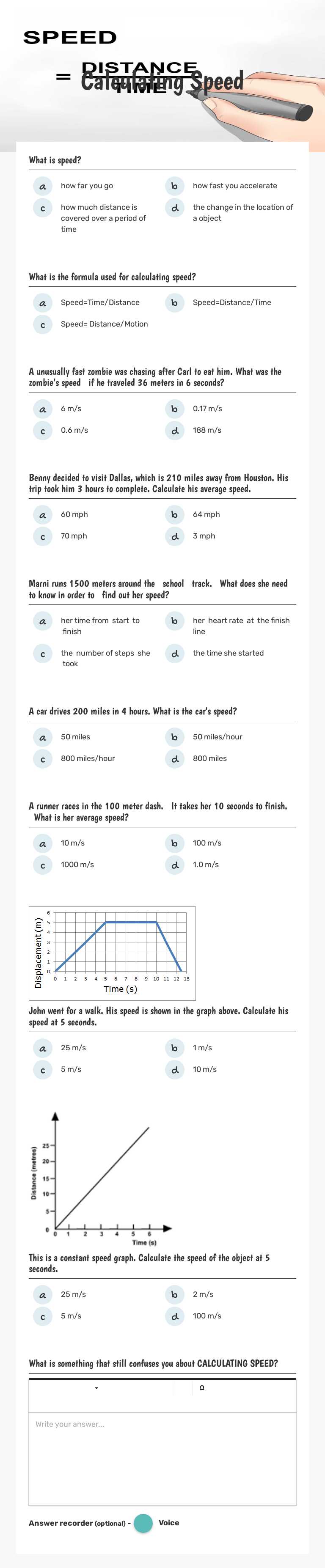 Calculating Speed worksheet preview image