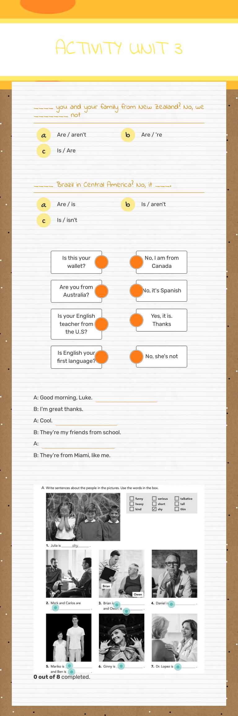 ACTIVITY UNIT 3 worksheet preview image