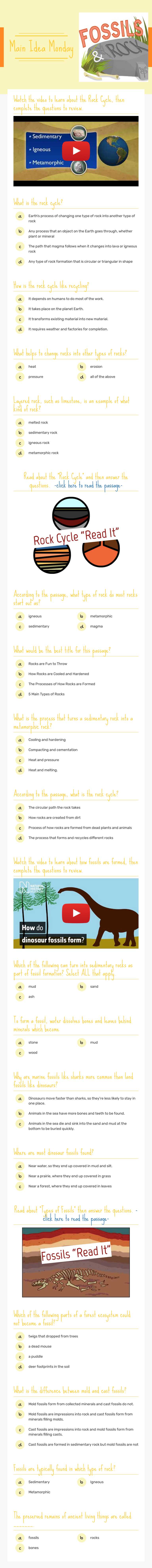 Main Idea Monday Grade 7 worksheet preview