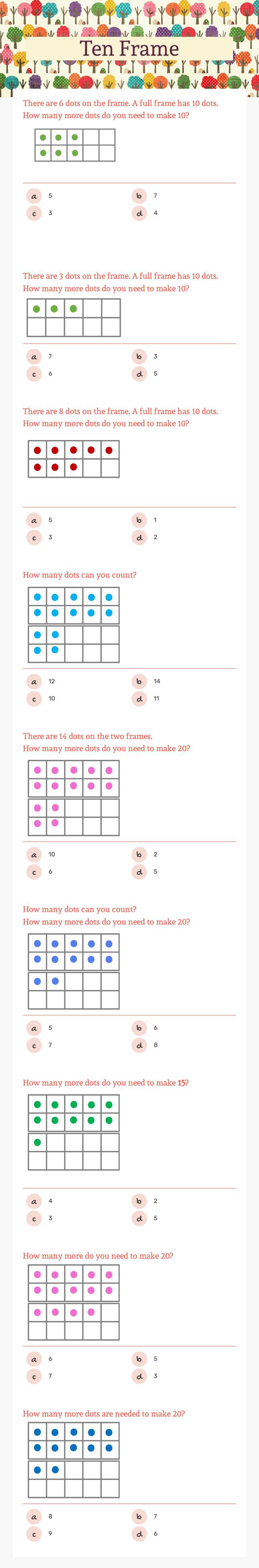 Ten Frame Preschool worksheet preview