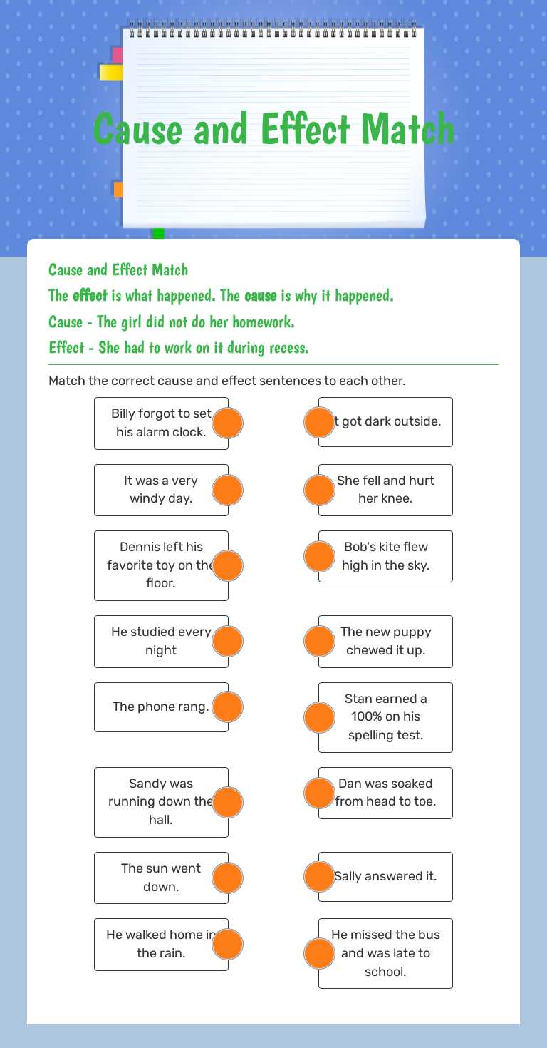 Cause and Effect Match worksheet preview image