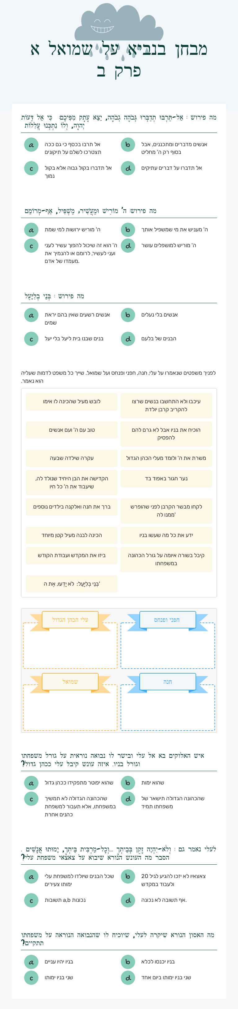 מבחן בנביא על שמואל א פרק ב worksheet preview image