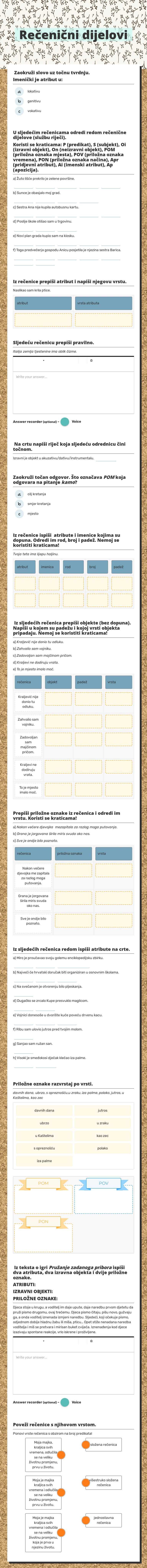 Rečenični dijelovi worksheet preview image