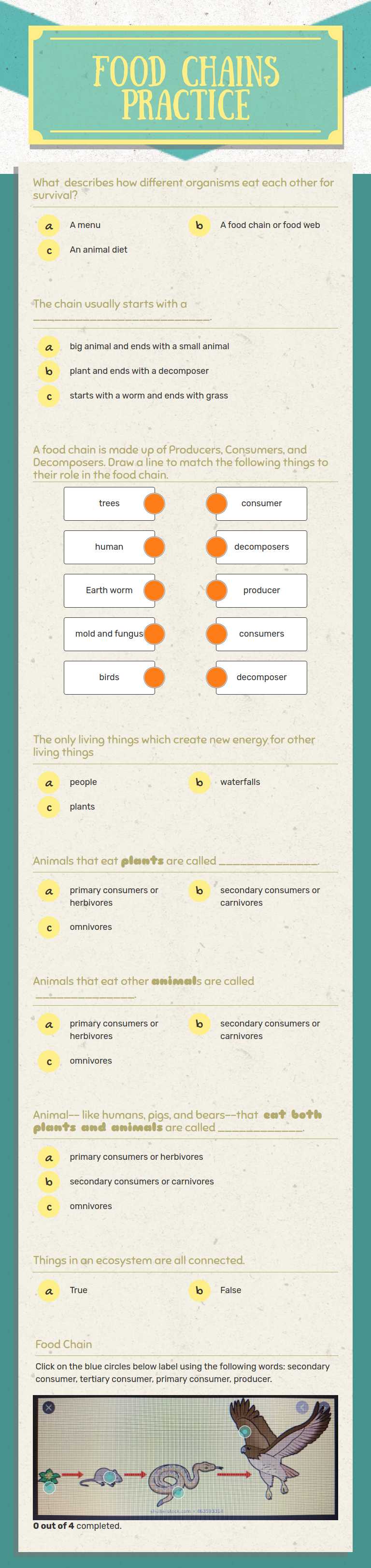 Food Chains 
Practice worksheet preview image