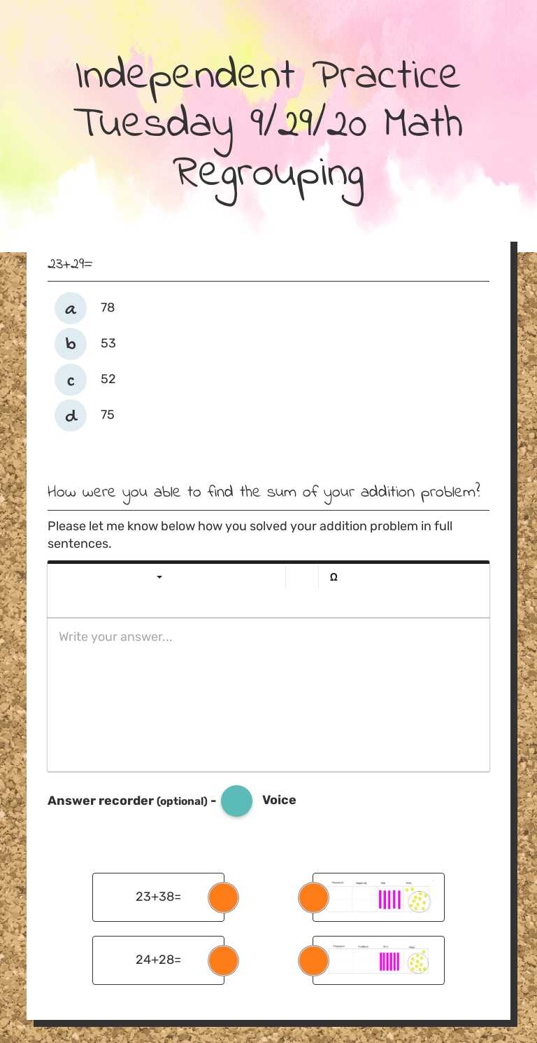 Independent Practice Tuesday 9/29/20 Math Regrouping worksheet preview image