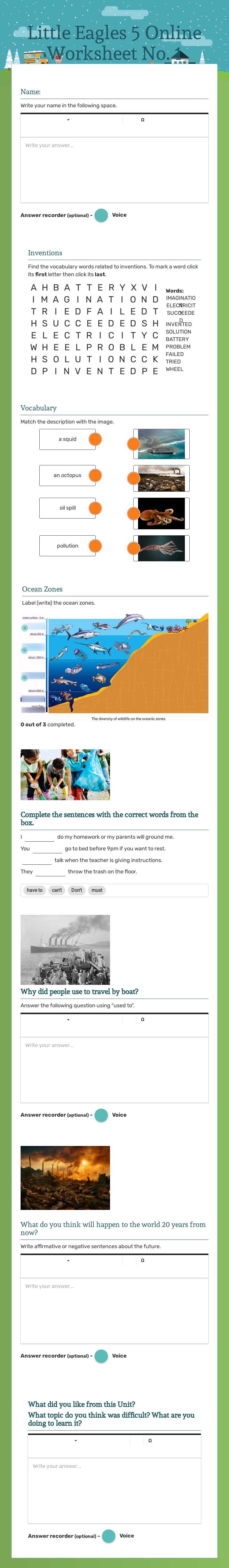 Little Eagles 5                                           
  Online Worksheet No. 1 worksheet preview image