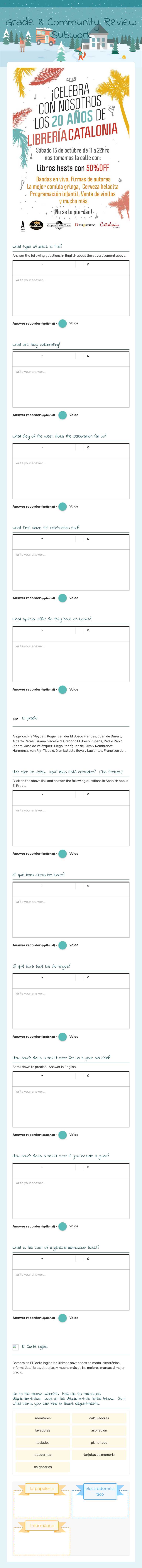 Grade 8 Community Review Subwork Grade 8 worksheet preview