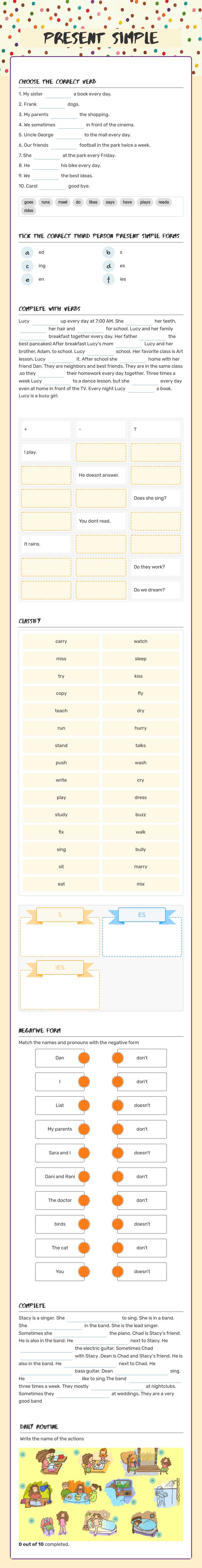 Present Simple worksheet preview