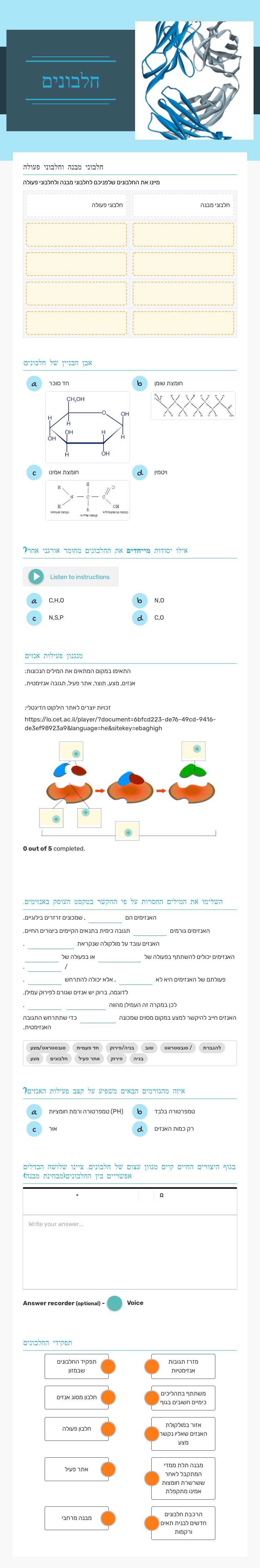 חלבונים worksheet preview image