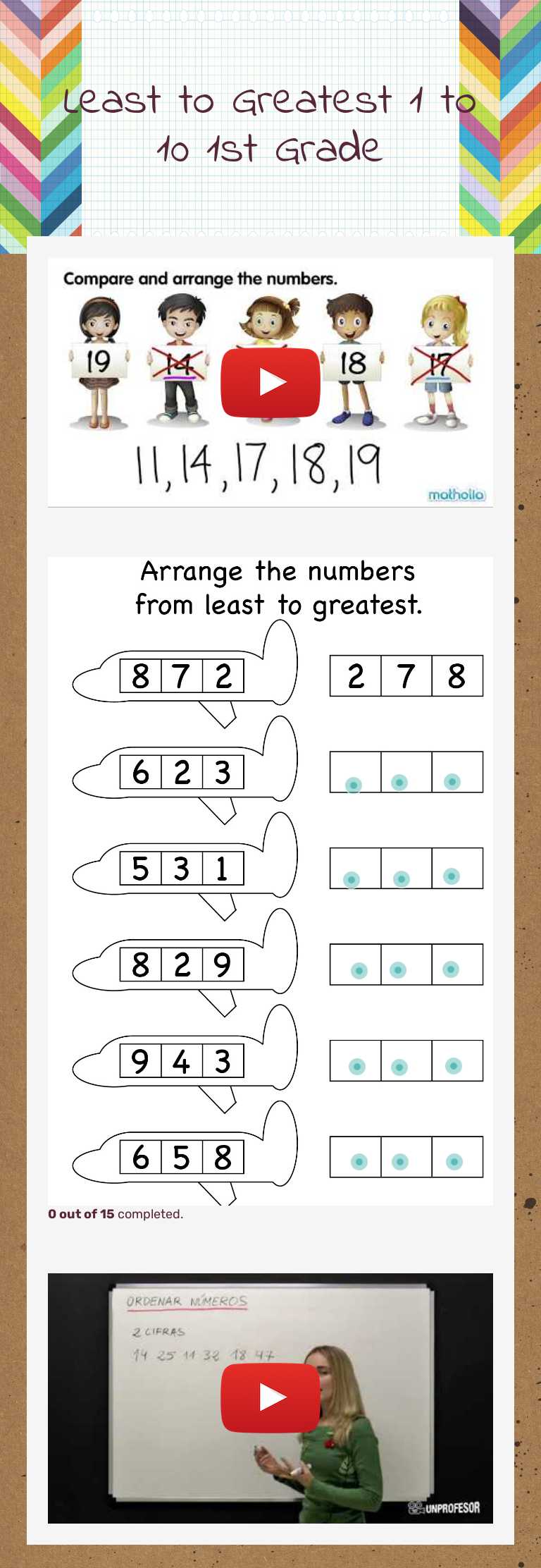 Least to Greatest             
1 to 10    1st Grade worksheet preview image