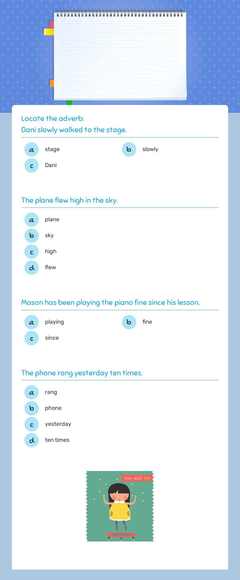 Adverbs Preschool worksheet preview