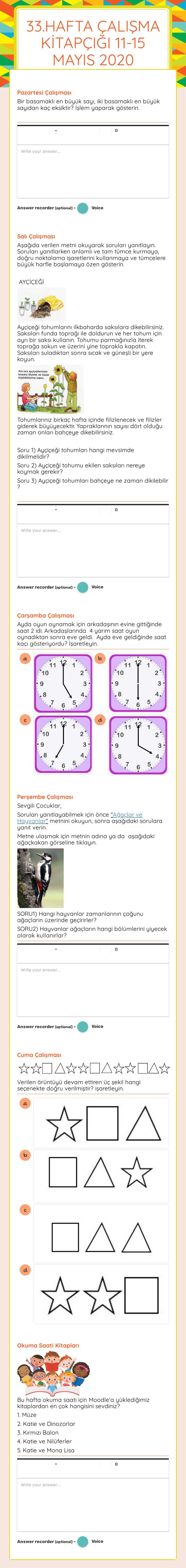 33.hafta  çalışma kİtapçığı          11-15 mayıs 2020 worksheet preview image