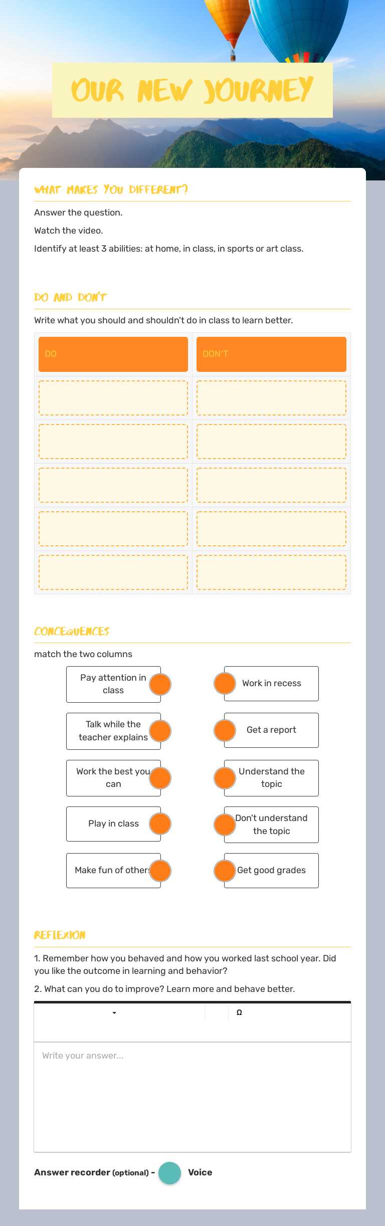 our new journey Grade 6 worksheet preview