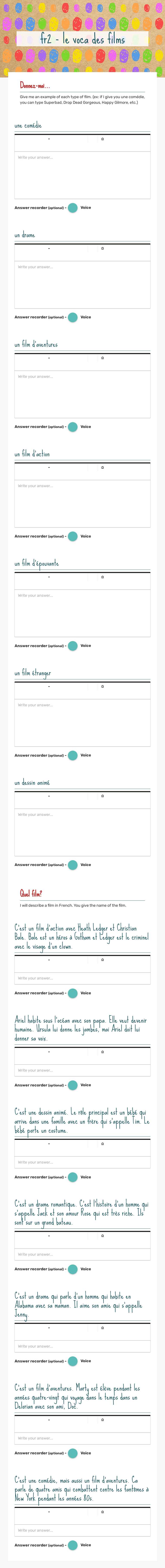 fr2 - le voca des films Grade 10 worksheet preview