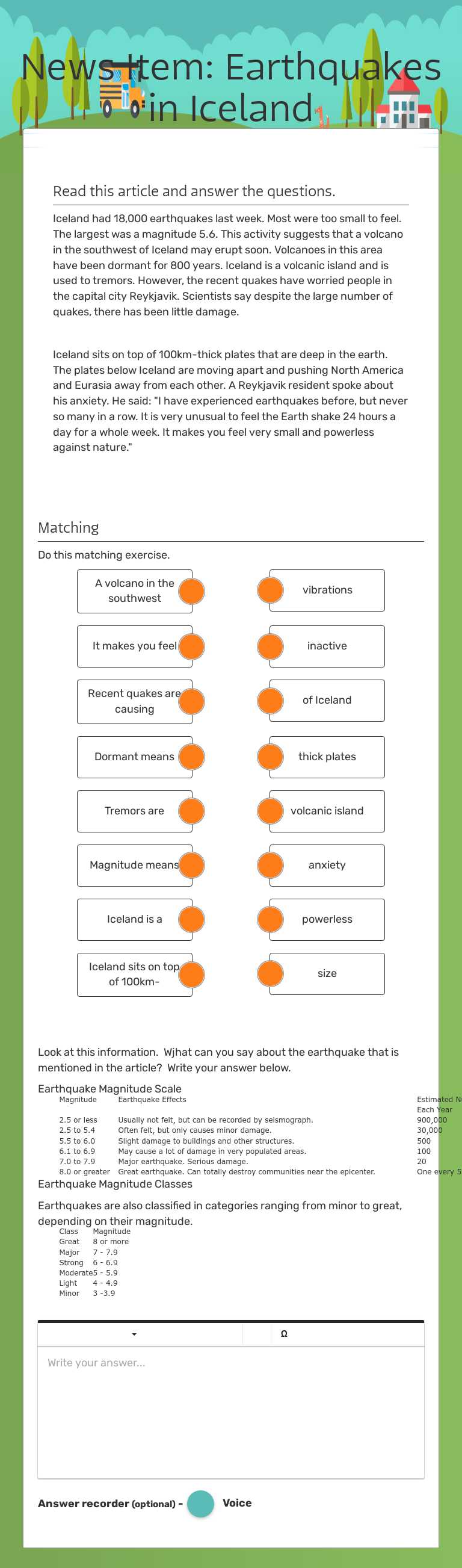 News Item:
Earthquakes in Iceland worksheet preview image