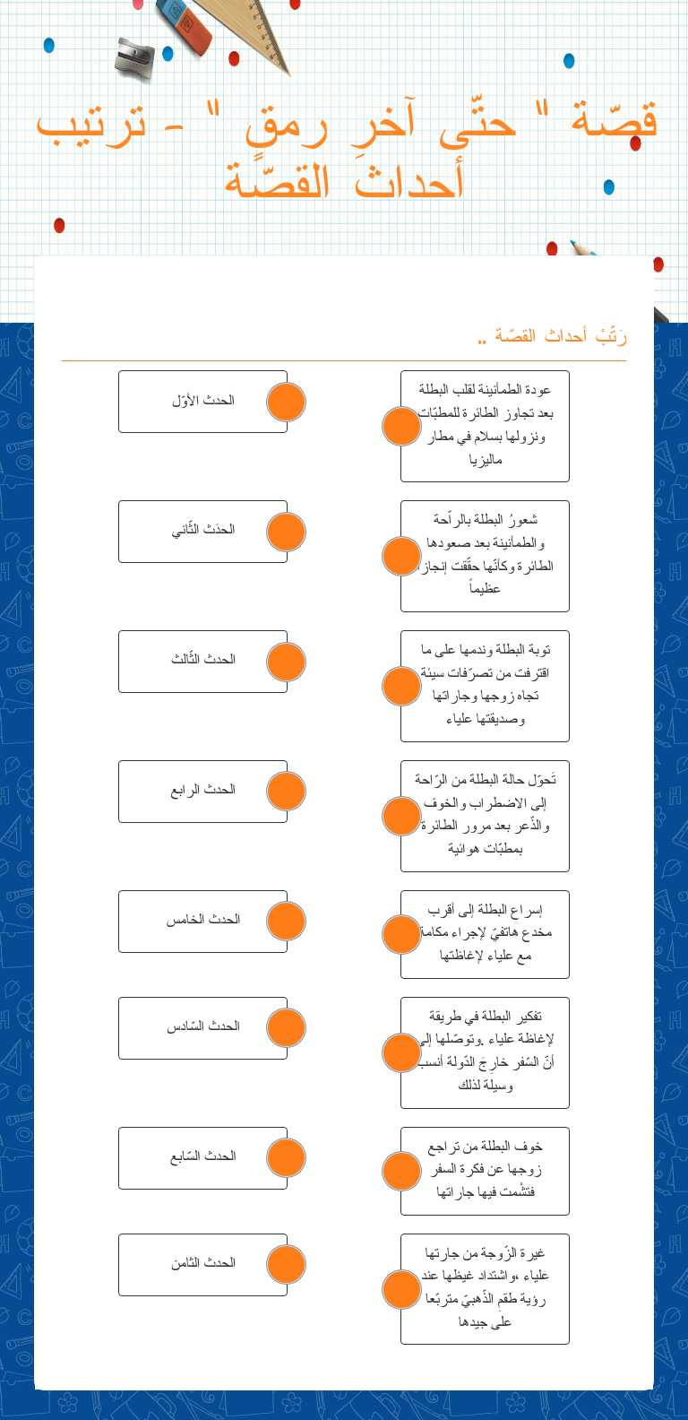 قصّة " حتّى آخرِ رمقٍ " - ترتيب أحداث القصّة worksheet preview