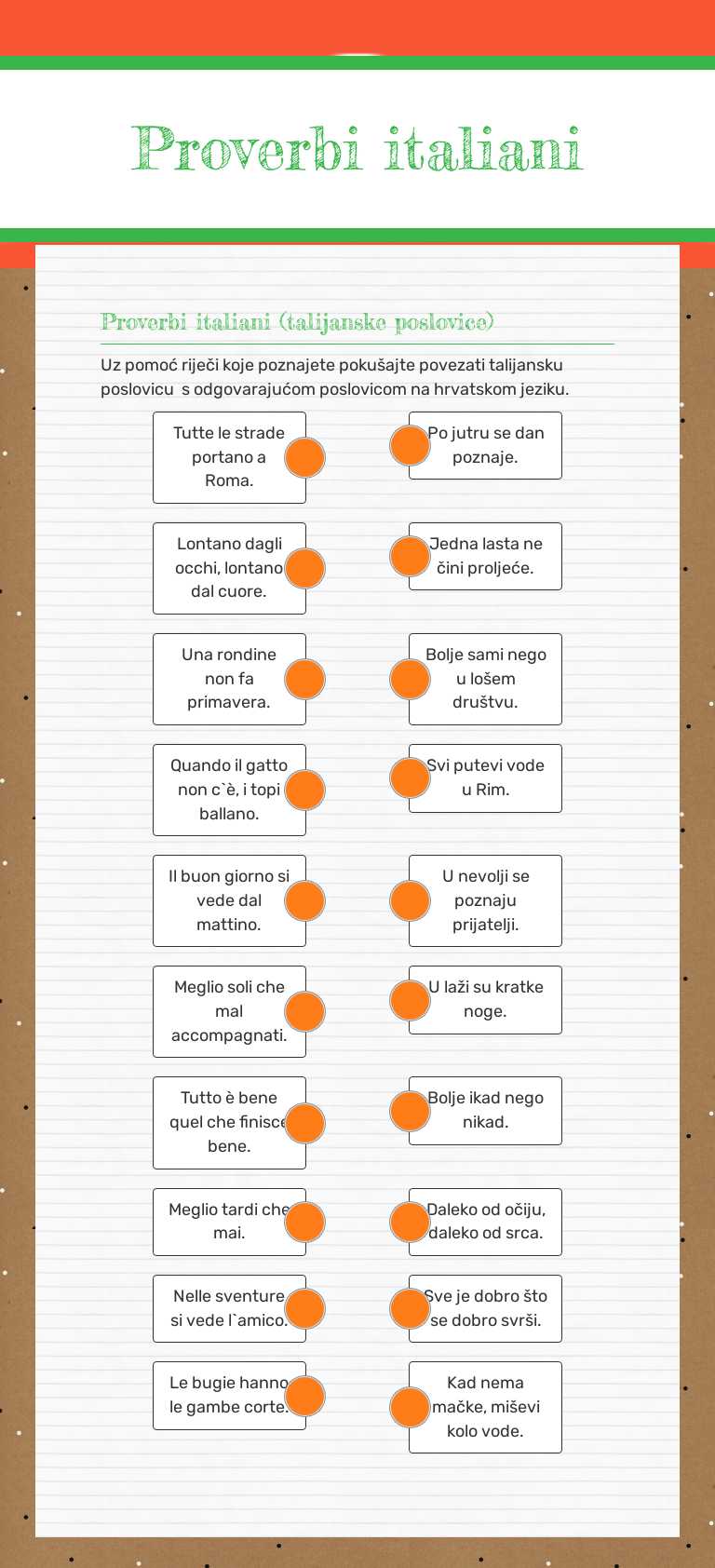 Proverbi italiani worksheet preview image