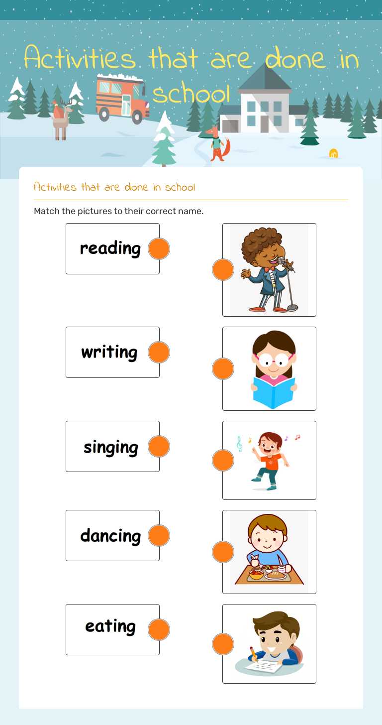 Activities that are 
done in school worksheet preview image