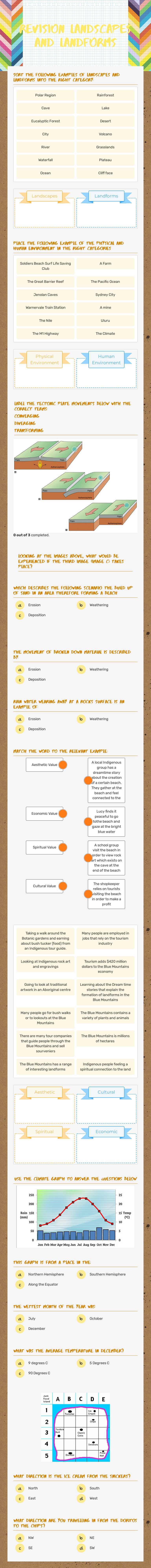 Revision Landscapes and Landforms worksheet preview image