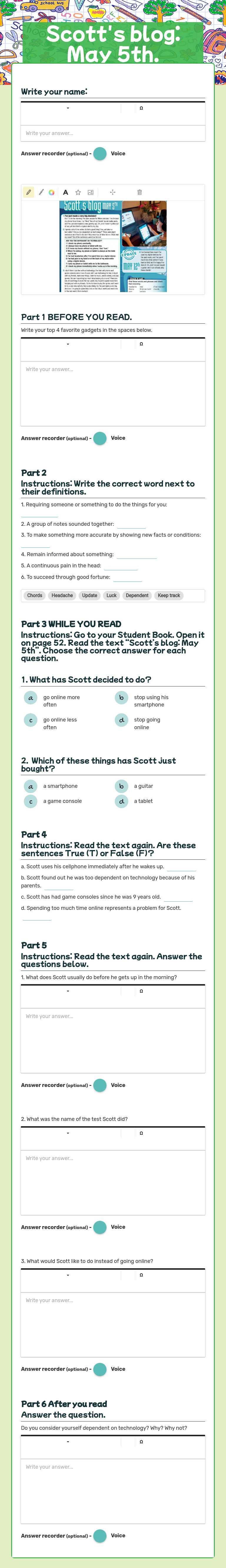 Scott's blog: May 5th. worksheet preview image