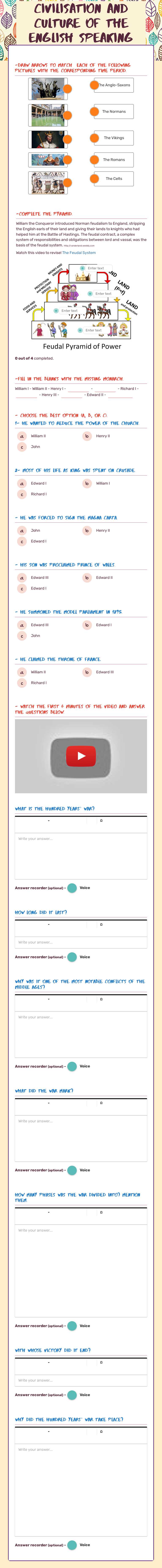 Civilisation and Culture of the English Speaking Countries I worksheet preview image