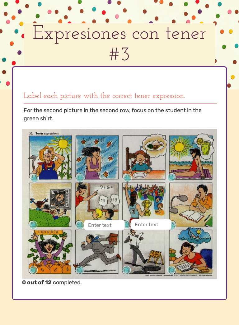 Expresiones con tener #3 worksheet preview image