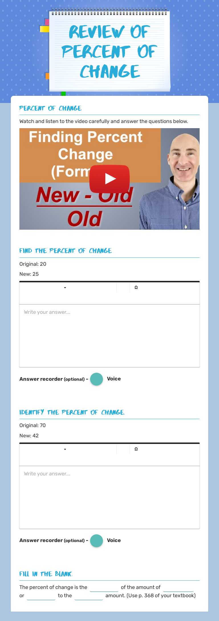 ReView of Percent of Change worksheet preview image