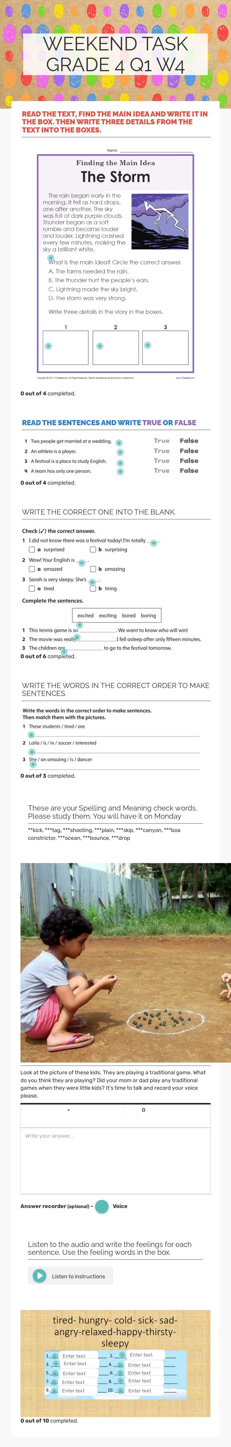 WEEKEND TASK GRADE 4 Q1 W4 Grade 4 worksheet preview
