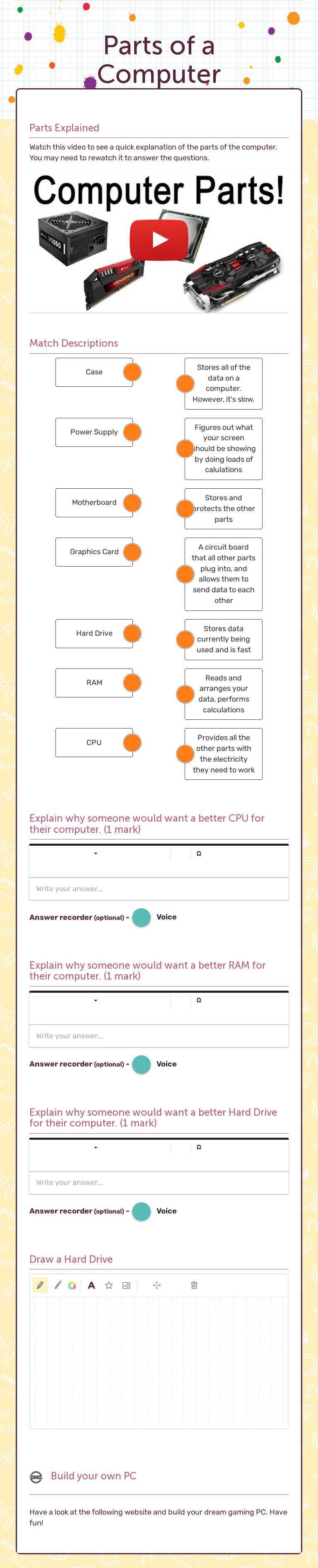 Parts of a Computer | Interactive Worksheet | Wizer.me