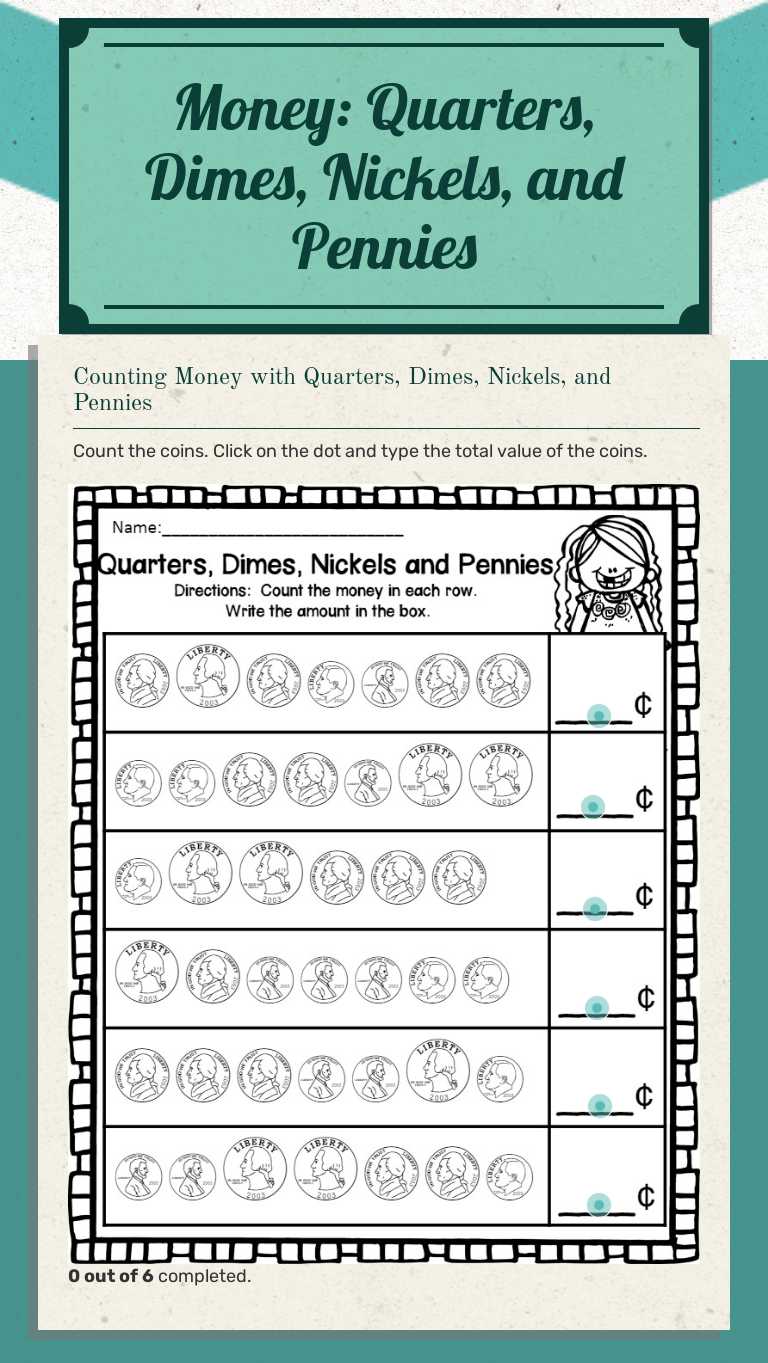 Money:
Quarters, Dimes, Nickels, and Pennies Other worksheet preview
