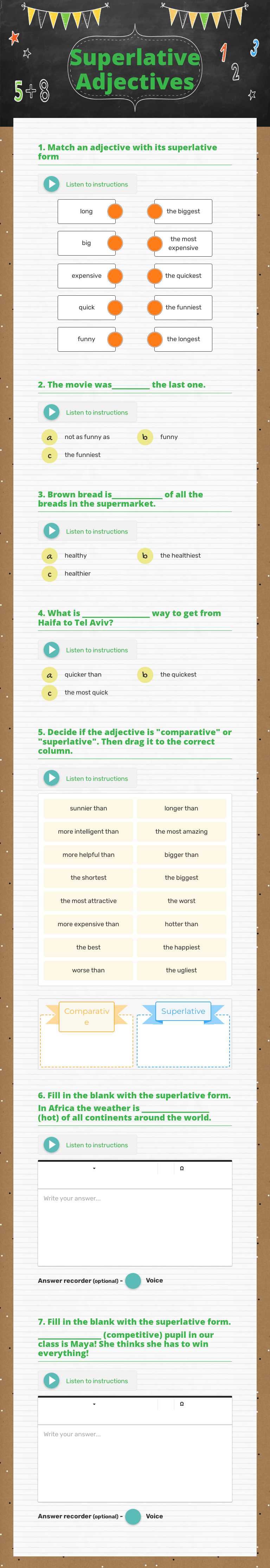 Superlative Adjectives worksheet preview image