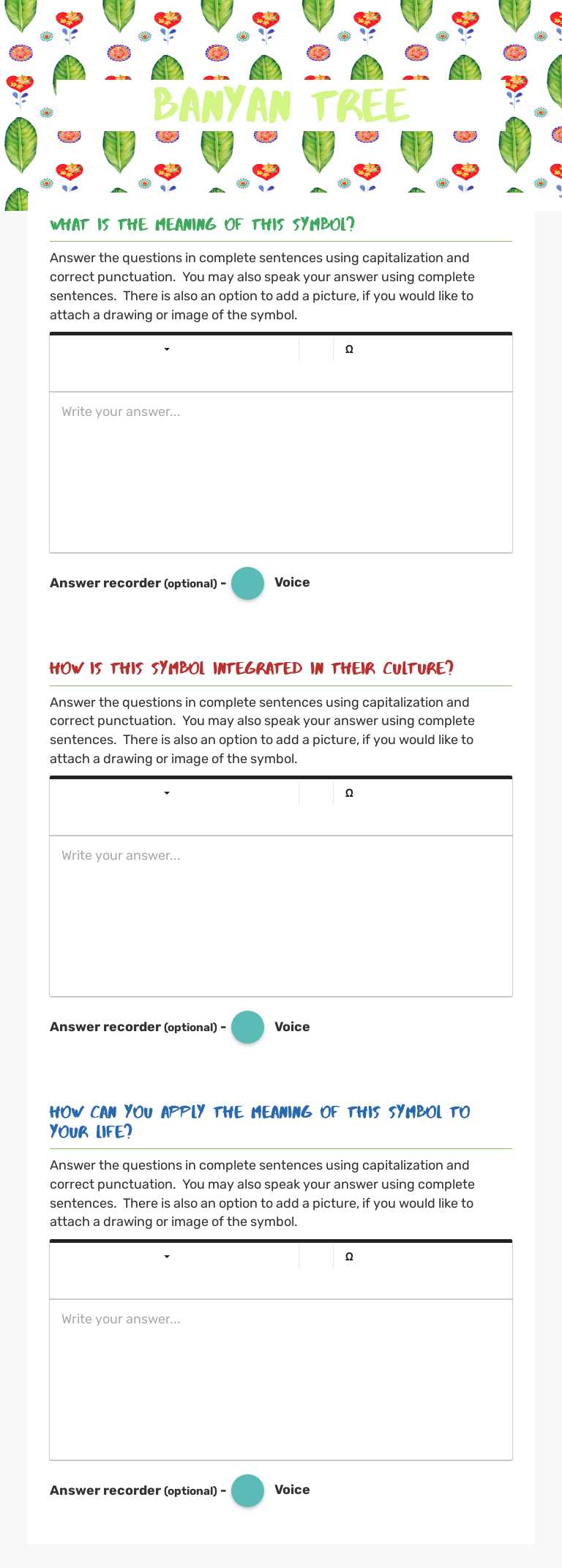 Banyan Tree worksheet preview image