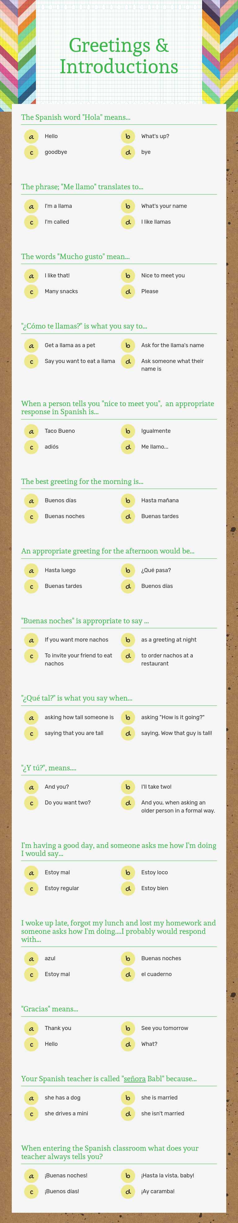 Greetings & Introductions worksheet preview image
