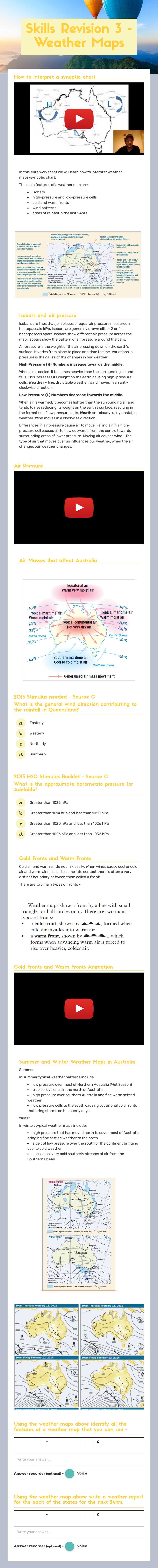 Skills Revision 3 - Weather Maps worksheet preview image