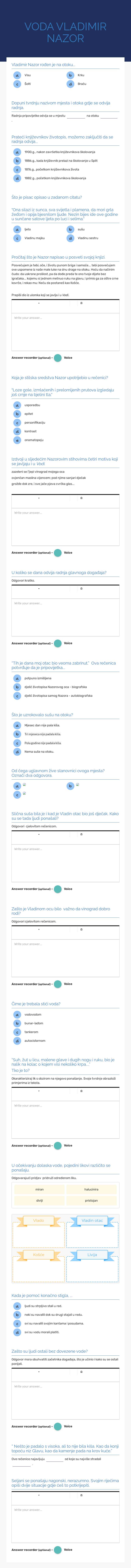 VODA       VLADIMIR NAZOR Grade 7 worksheet preview