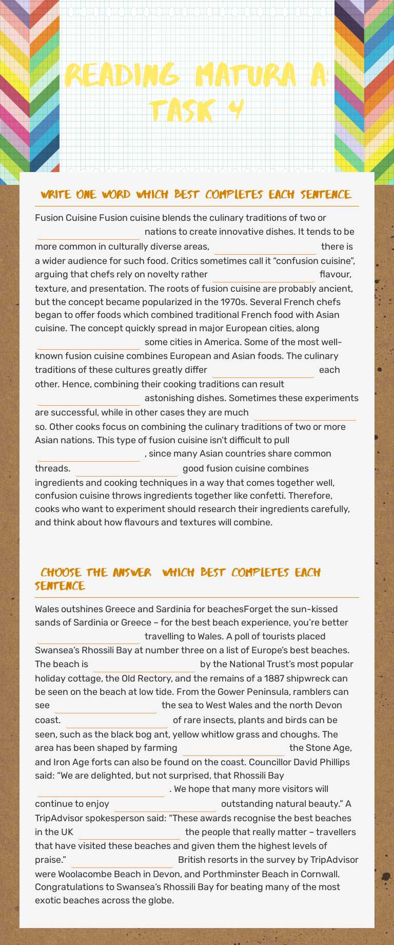 Reading Matura A: Task 4 worksheet preview image