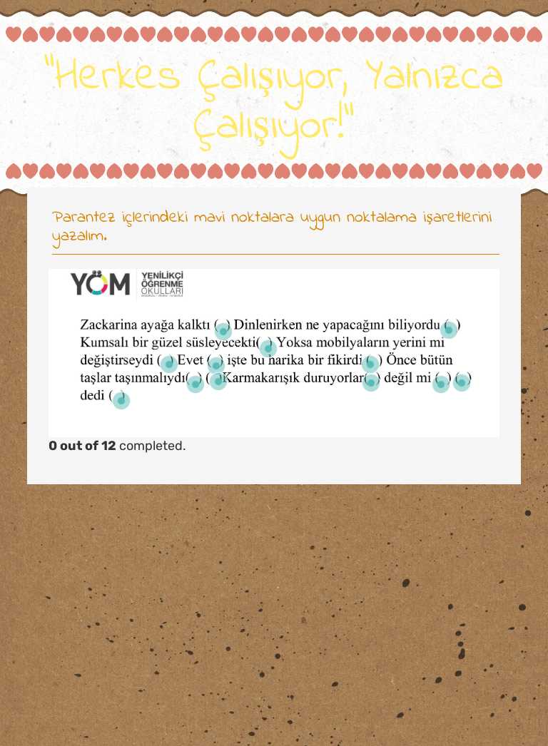 “Herkes Çalışıyor, Yalnızca Çalışıyor!” worksheet preview image