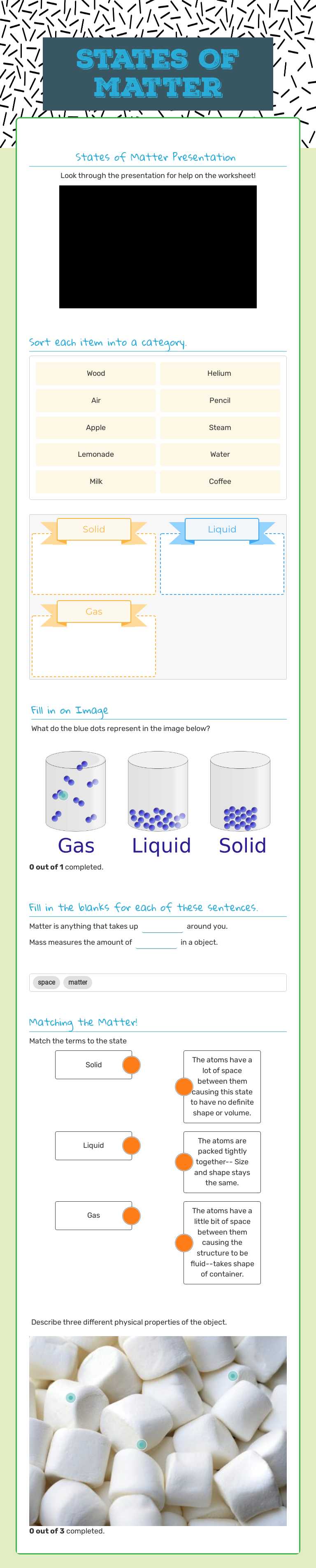 States Of Matter Grade 3 worksheet preview