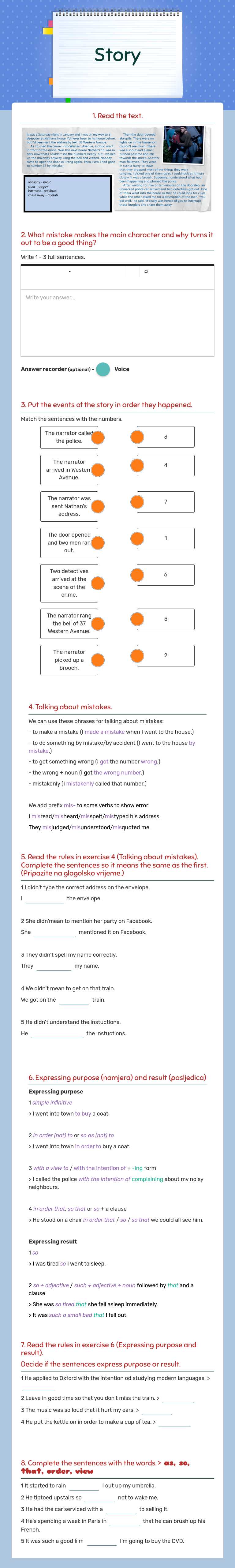 Story worksheet preview image