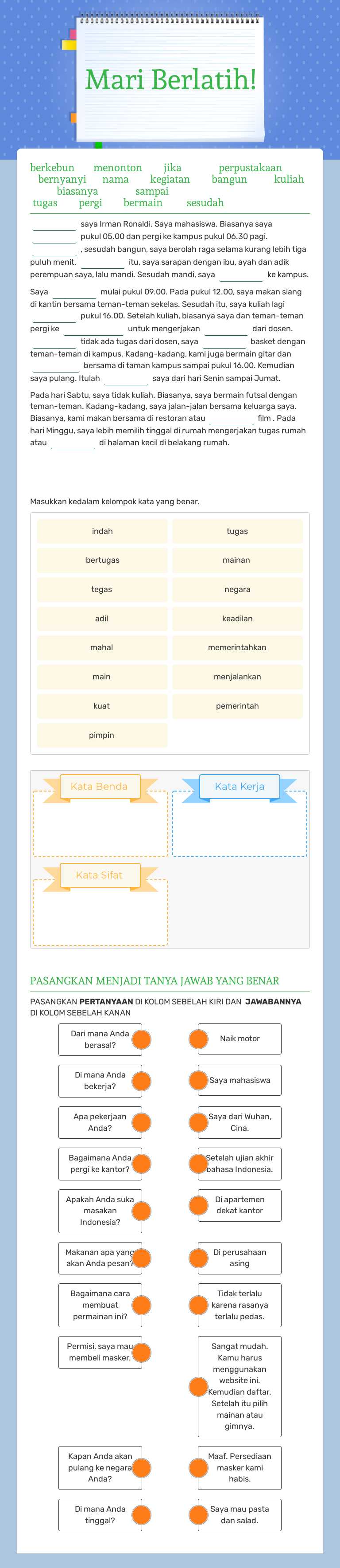 Mari Berlatih! Other worksheet preview