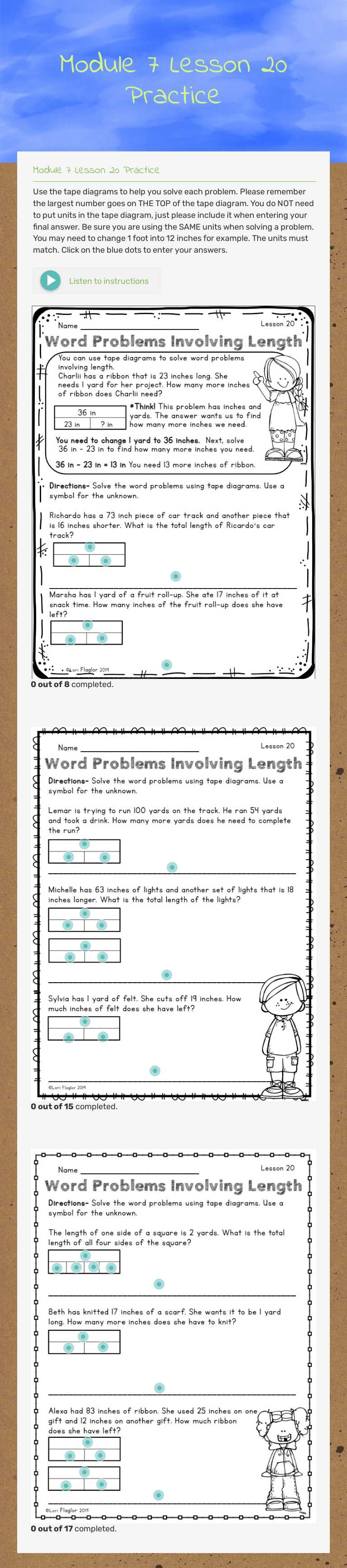 Module 7 Lesson 20 Practice worksheet preview image