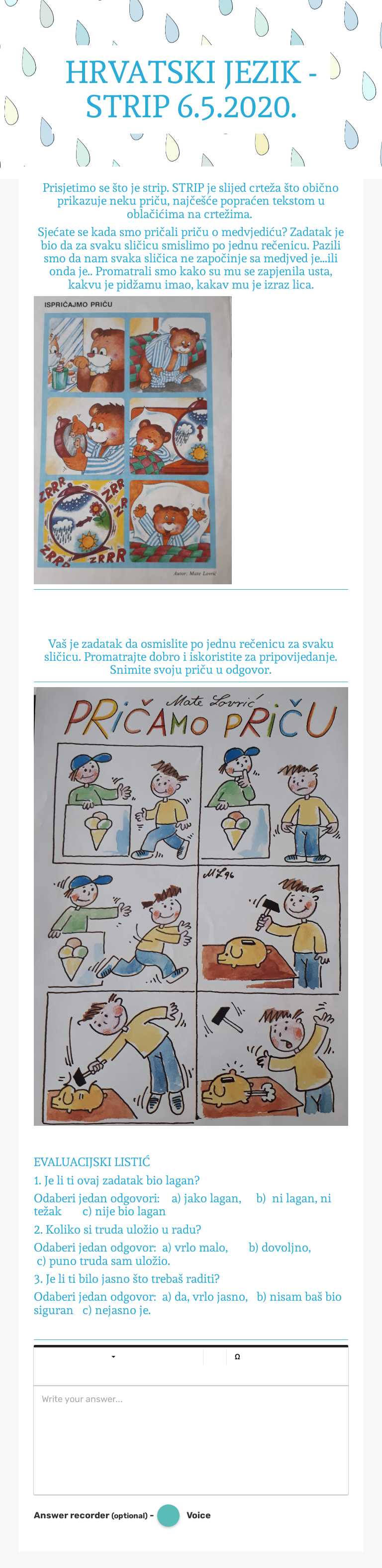 HRVATSKI JEZIK - 
    STRIP      6.5.2020. Grade 1 worksheet preview