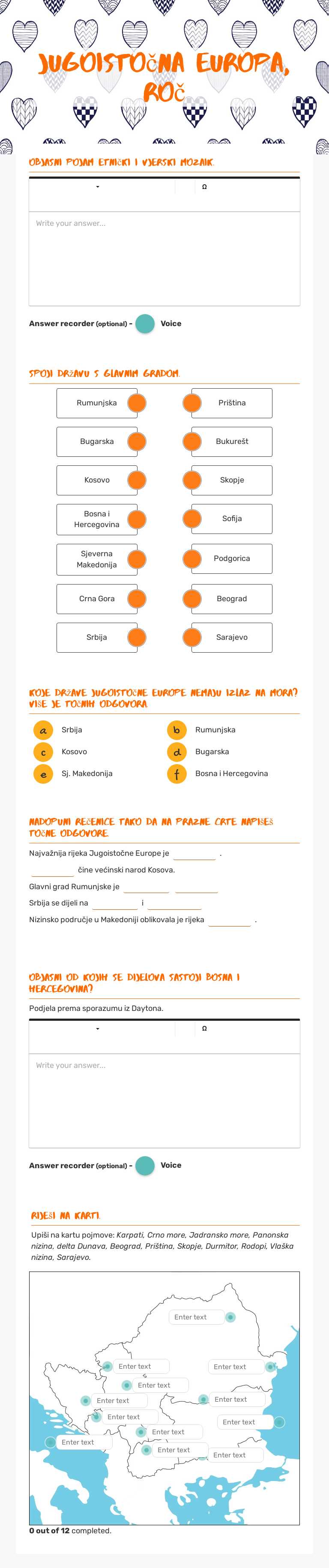 Jugoistočna europa, Roč Grade 7 worksheet preview