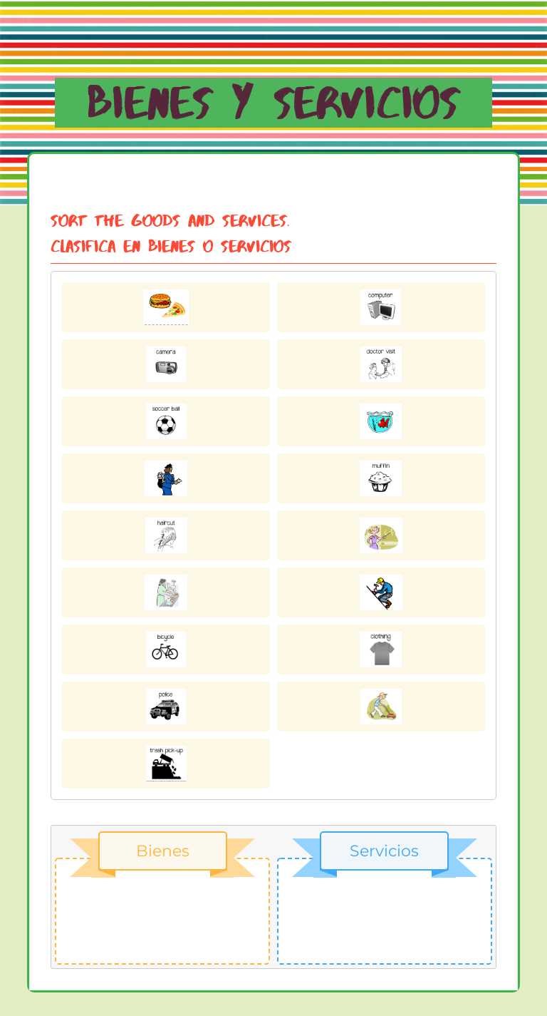 Bienes y servicios Preschool worksheet preview